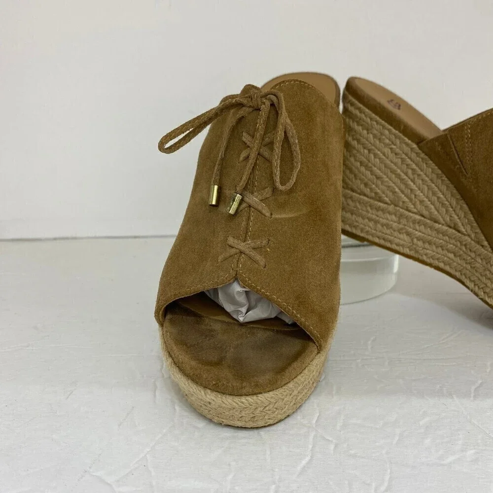 UGG Giorgia Chestnut Suede Espadrille Wedge Sandal Size 9